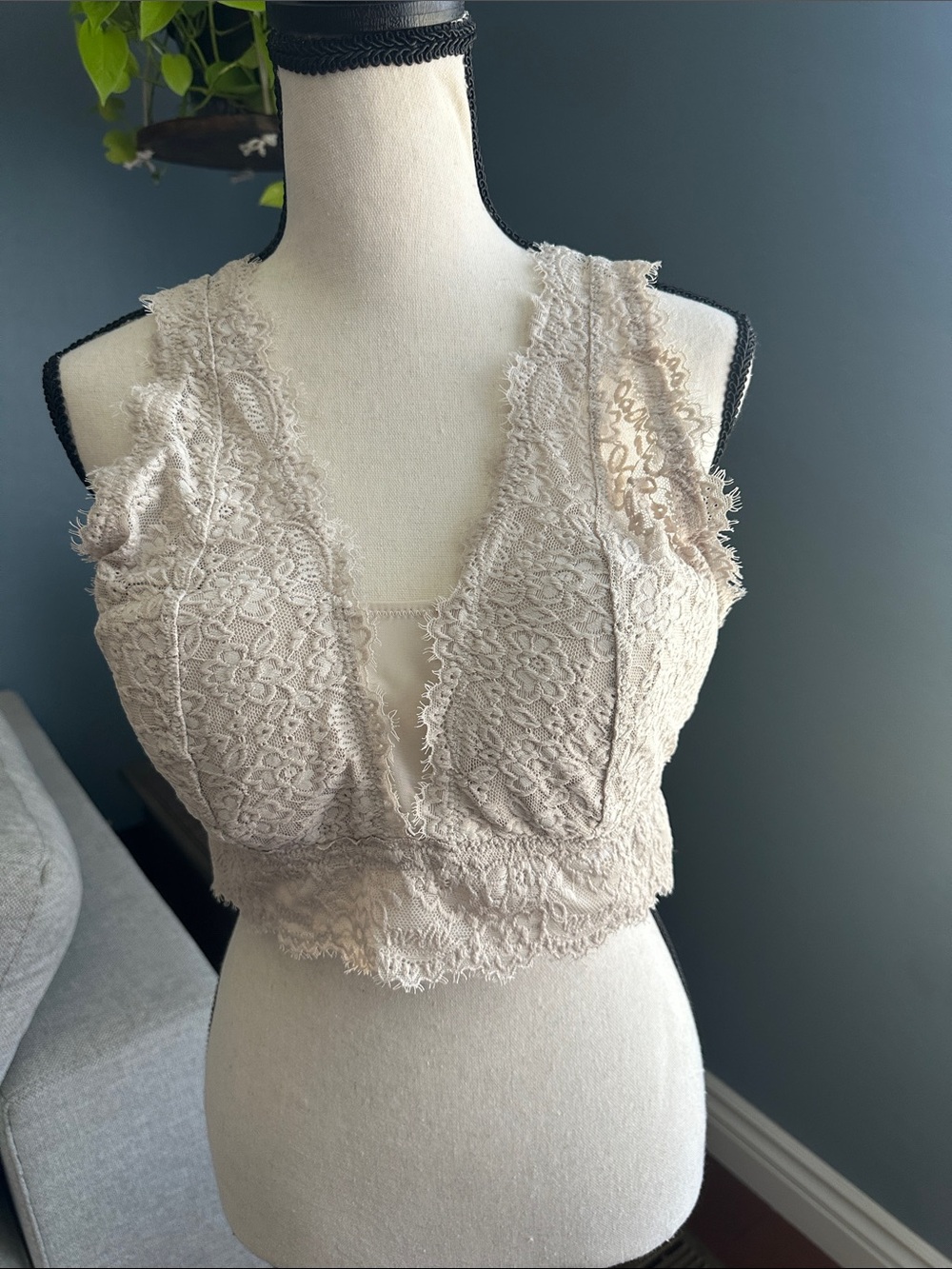 Aerie Lace Bralette Light Beige  size XL